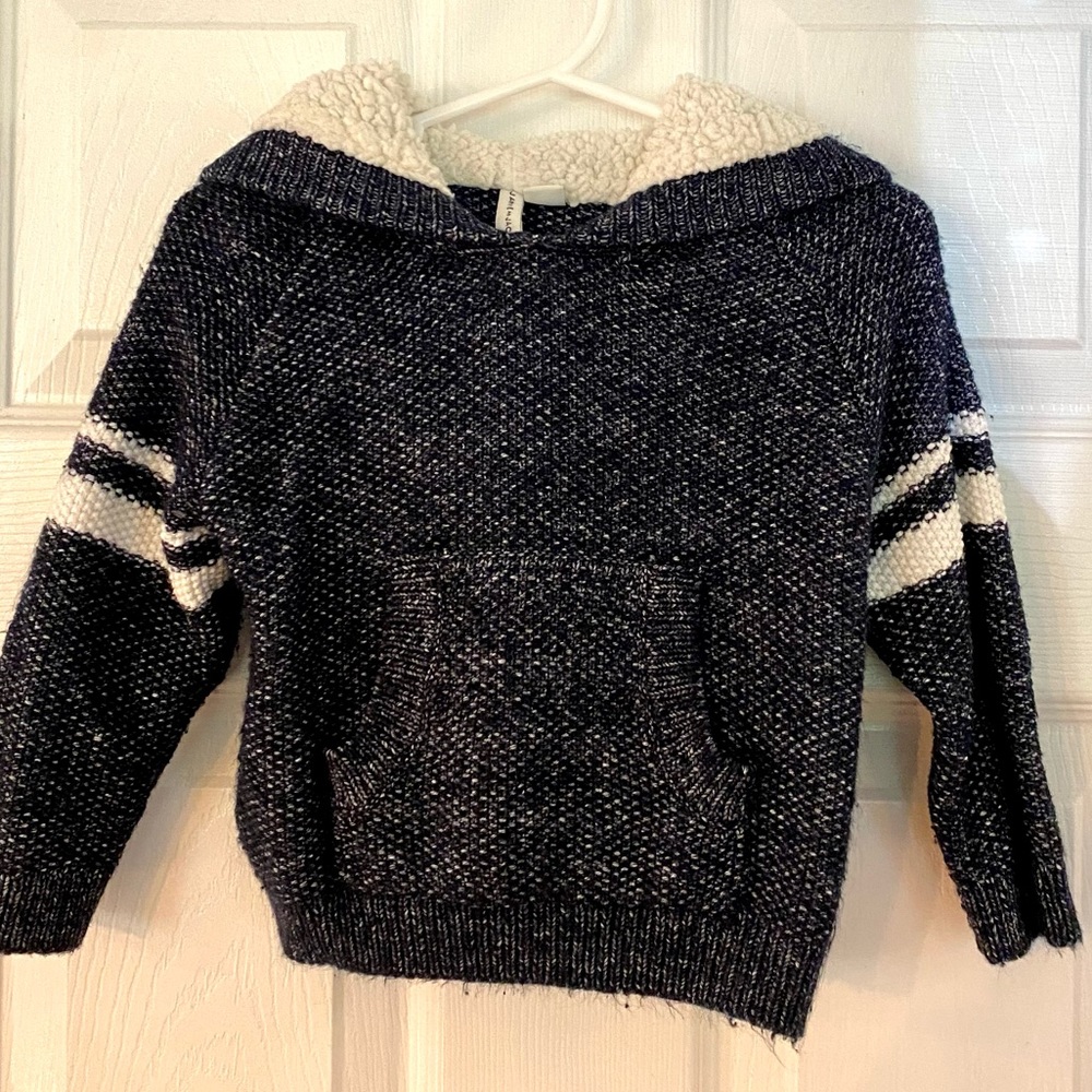 Janie and Jack navy marked sherpa lined hoodie